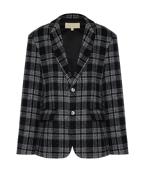 Black oversized blazer in white check, 1 Black oversized blazer in white check, 1