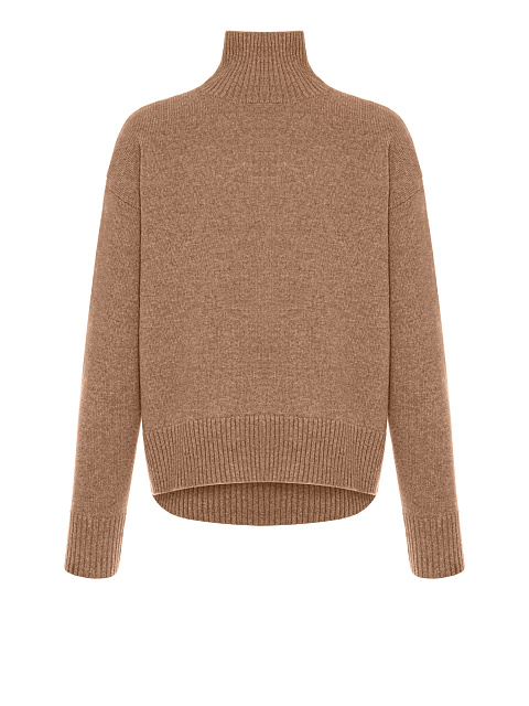 Light Brown Royal Cashmere Turtleneck Sweater, 1