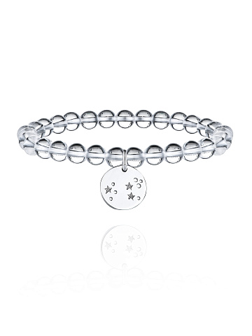 Silver & Rock Crystal Beaded Bracelet, 1