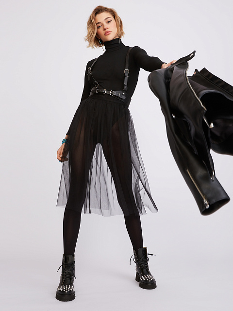 Monochrome Black Leather Studded Boots, 6