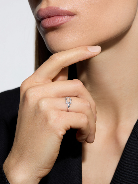 White gold ring with diamonds, 4