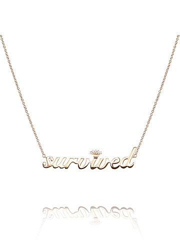 Rose Gold & Diamonds "Survived" Necklace, 1