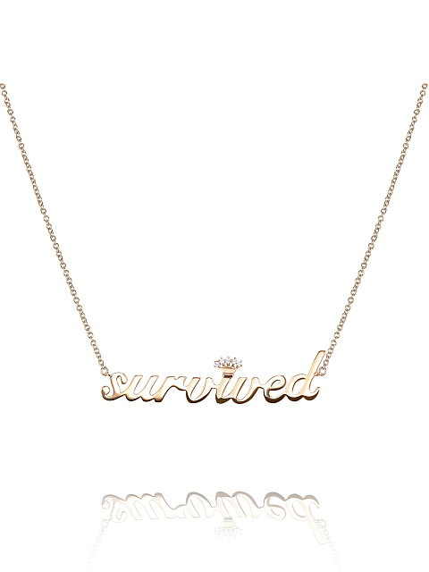 Rose Gold & Diamonds "Survived" Necklace, 1