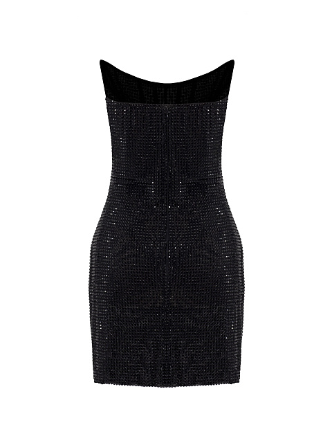 Black Mesh Mini Dress With Swarovski Crystals, 2