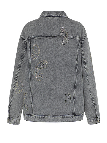 Light Grey Paisley Denim Jacket, 2