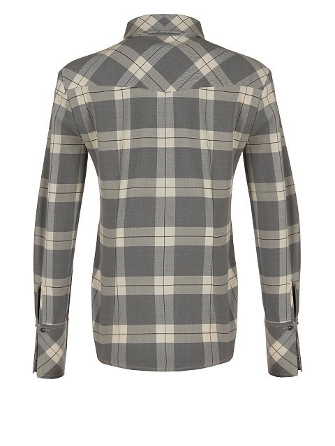 Grey Wool & Rayon Checked Shirt, 2 Grey Wool & Rayon Checked Shirt, 2