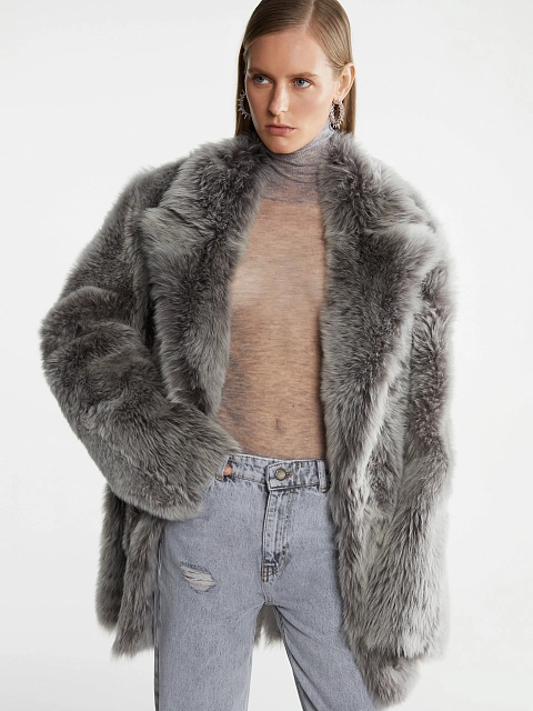 Gray Cropped Sheepskin Coat, 13 Gray Cropped Sheepskin Coat, 13