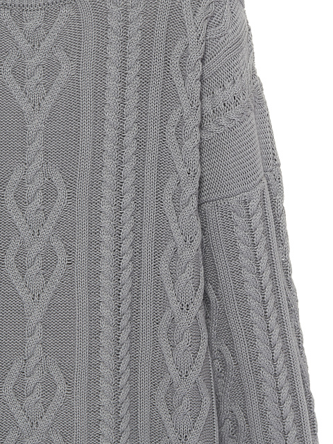 Grey Unisex Cable Knit Cotton Sweater, 3 Grey Unisex Cable Knit Cotton Sweater, 3