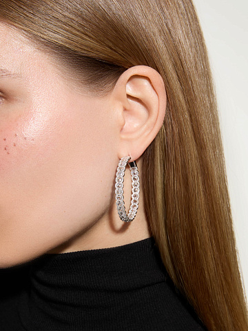 White gold hoops with rose-cut diamonds, 2