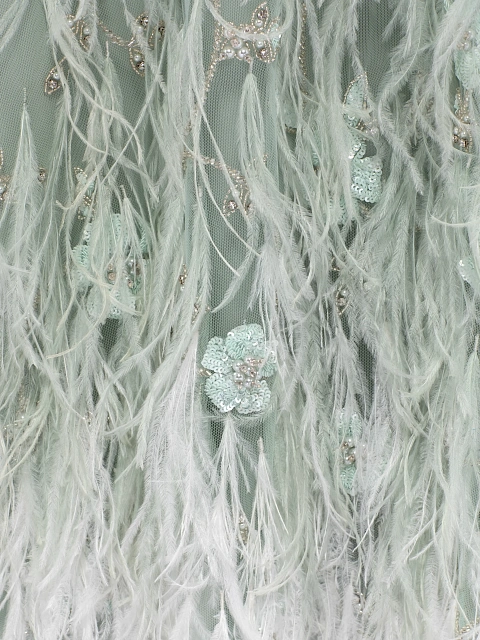 Green Embroidery & Feather Chiffon Maxi Dress, 4 Green Embroidery & Feather Chiffon Maxi Dress, 4