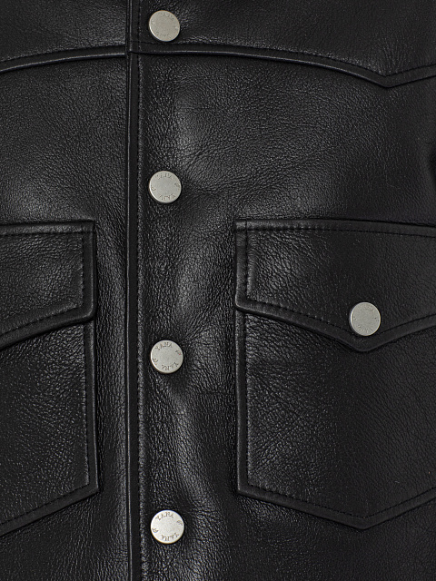 Black Leather & Shearling Cropped Jacket, 3 Black Leather & Shearling Cropped Jacket, 3