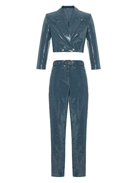 Blue Sequin Denim Pant Suit, 1 Blue Sequin Denim Pant Suit, 1
