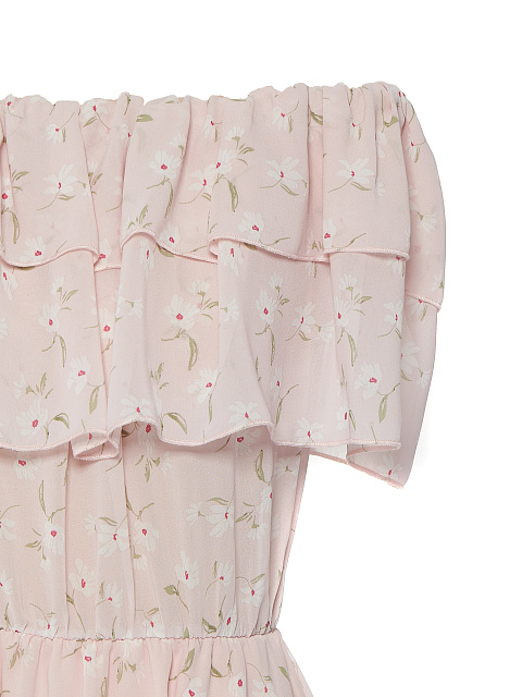 Light Pink Flower Printed Off Shoulder Mini Dress, 3 Light Pink Flower Printed Off Shoulder Mini Dress, 3