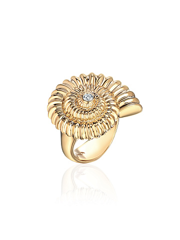 Shell-shaped yellow gold ring, 1