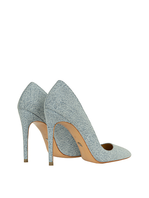 Light Blue Washed Denim Pumps, 3