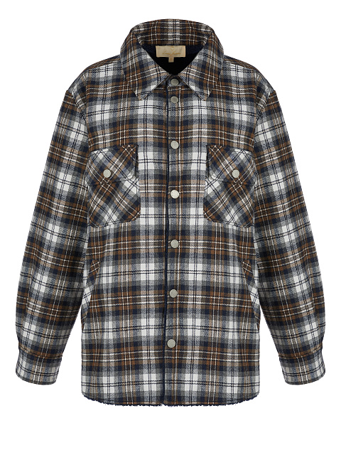 Men's Dark Brown Checked Navy Faux Fur Lined Shirt, 1 Men's Dark Brown Checked Navy Faux Fur Lined Shirt, 1