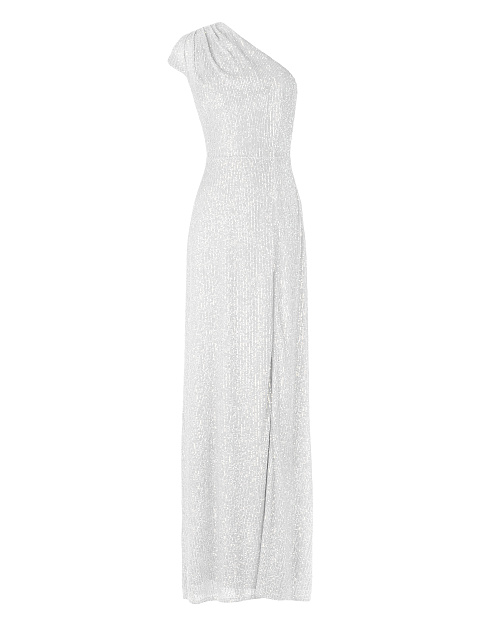 White Sequined One Shoulder Maxi Dress , 1 White Sequined One Shoulder Maxi Dress , 1