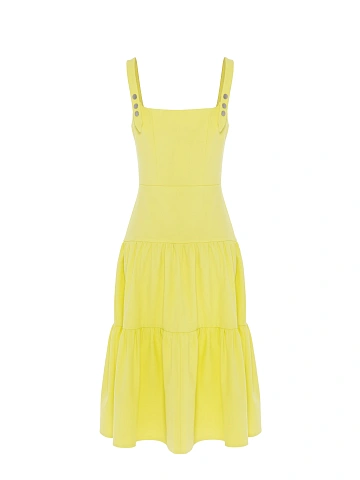Yellow denim midi dress, 2