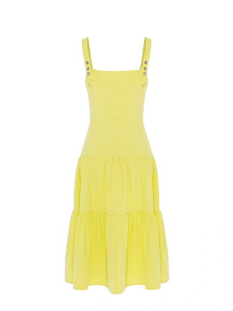 Yellow denim midi dress, 2 Yellow denim midi dress, 2