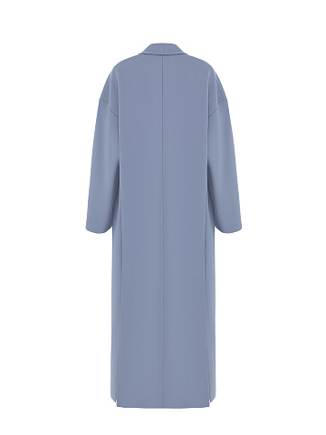 Blue Single-breasted Wool Coat, 2