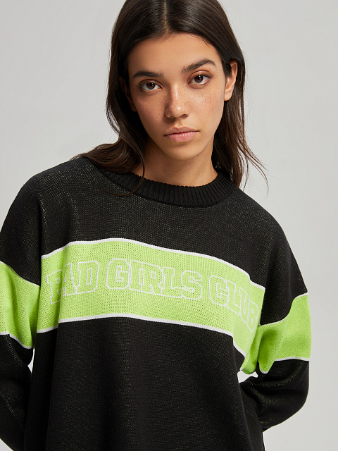 Black & Neon Green Bad Girls Club Sweater, 4 Black & Neon Green Bad Girls Club Sweater, 4