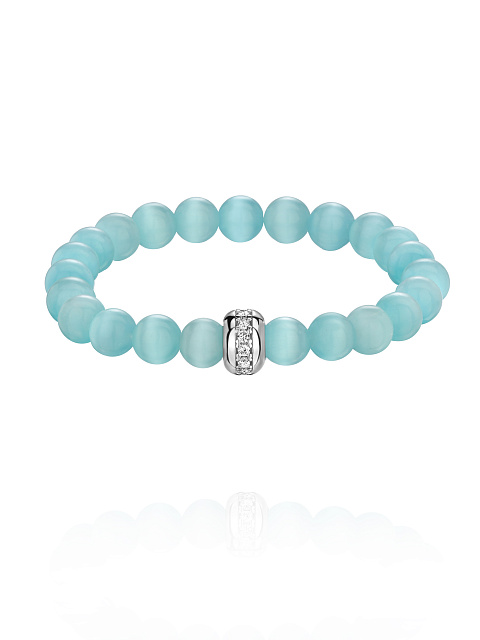 Silver, Cat's Eye Stone & Cubic Zirconia Bracelet, 1