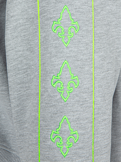 Grey & Neon Green Lily Embroidered Jersey Suit, 4 Grey & Neon Green Lily Embroidered Jersey Suit, 4