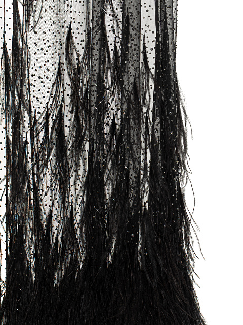 Black Rhinestones & Feathers Mesh Cape, 3 Black Rhinestones & Feathers Mesh Cape, 3