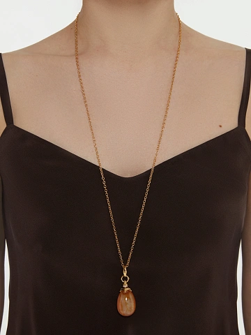 Plated Silver, Agate & Cubic Zirconia Necklace, 2