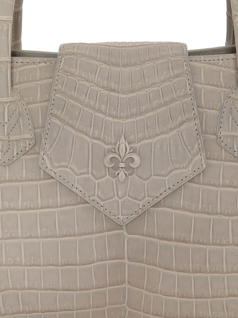 Beige Trapeze Bag With Crocodile Leather Clutch, 5