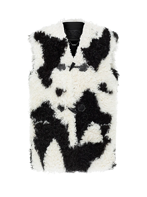 Black & White Kalgan Fur Vest, 1 Black & White Kalgan Fur Vest, 1