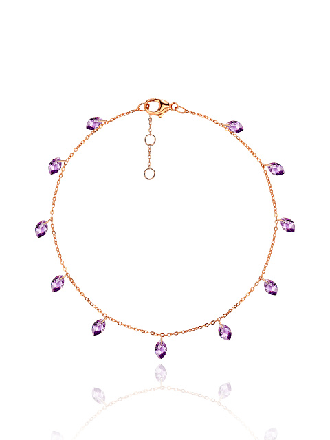 Rose Silver & Purple Cubic Zirkonia Anklet, 1