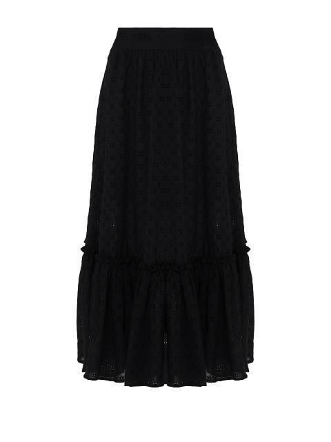 Black Cotton Lace Midi Skirt, 1 Black Cotton Lace Midi Skirt, 1