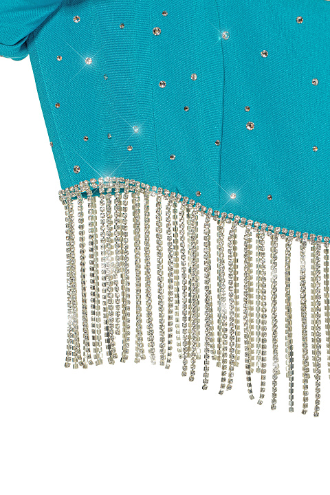 Turquiose Silk Top & Midi Skirt, 6