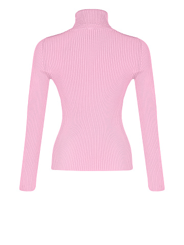 Pink ribbed knit turtleneck, 2