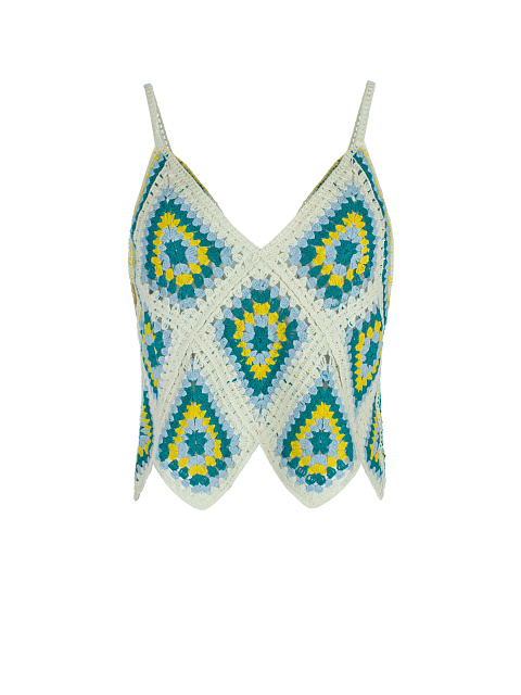Ivory & Green Crochet Knitted Top, 1