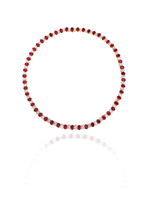 White gold necklace with diamonds and oval-cut rubies, 3