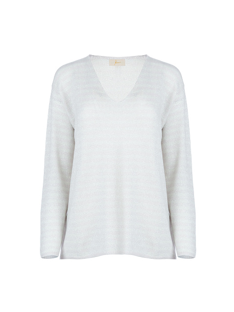 Light striped cashmere pullover with lurex, 1