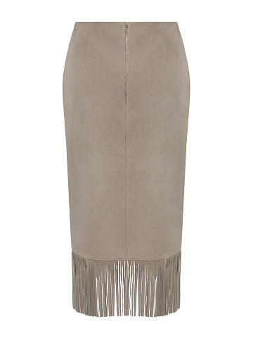 Gray midi skirt with fringe, 2