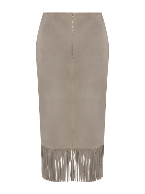 Gray midi skirt with fringe, 2 Gray midi skirt with fringe, 2