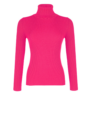 Fuchsia ribbed knit turtleneck, 1
