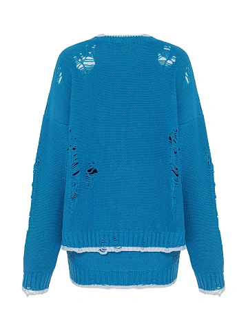 Bright Blue Jersey Sweater & Mini Skirt Set, 2