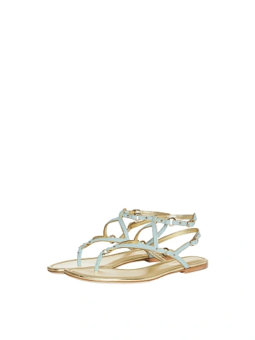 Gold-blue leather sandals, 1