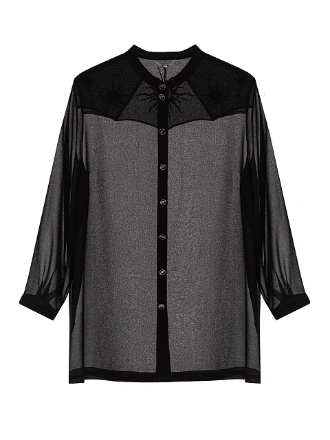 Black Embroidered Chiffon Blouse, 1 Black Embroidered Chiffon Blouse, 1