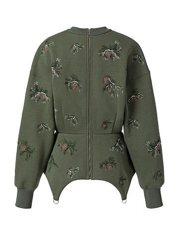 Khaki sweatshirt with embroidery, 2
