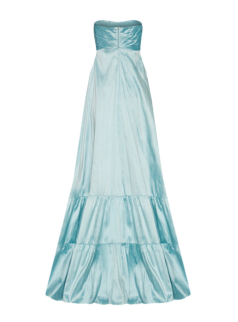 Light Blue Wild Silk Strapless Maxi Dress, 2 Light Blue Wild Silk Strapless Maxi Dress, 2