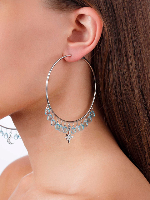 White Gold & Topaz Hoop Earrings, 3