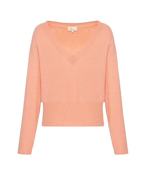 Peach Pink Cashmere V-neck Sweater, 1 Peach Pink Cashmere V-neck Sweater, 1
