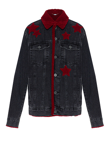 Gray Denim With Red Sheepskin Fur, 1