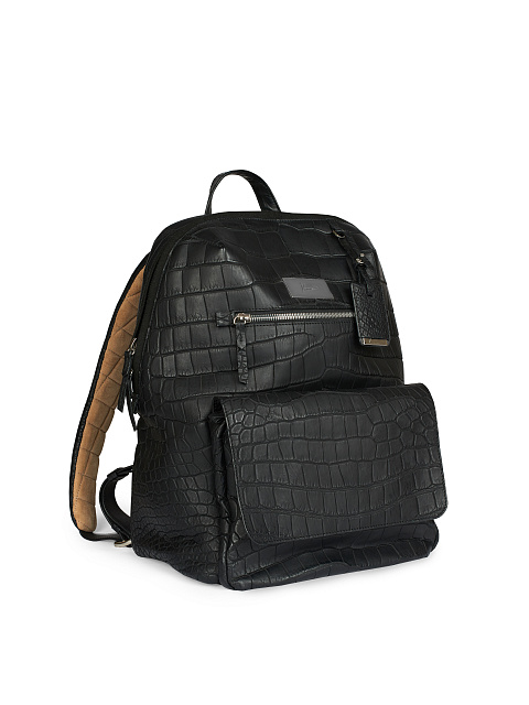 Black Crocodile Leather Backpack, 2